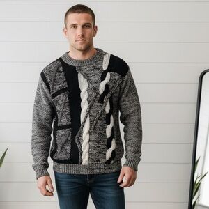 Vintage City Streets Chunky Knit Sweater 90s Biggie Coogi Style Mens Large